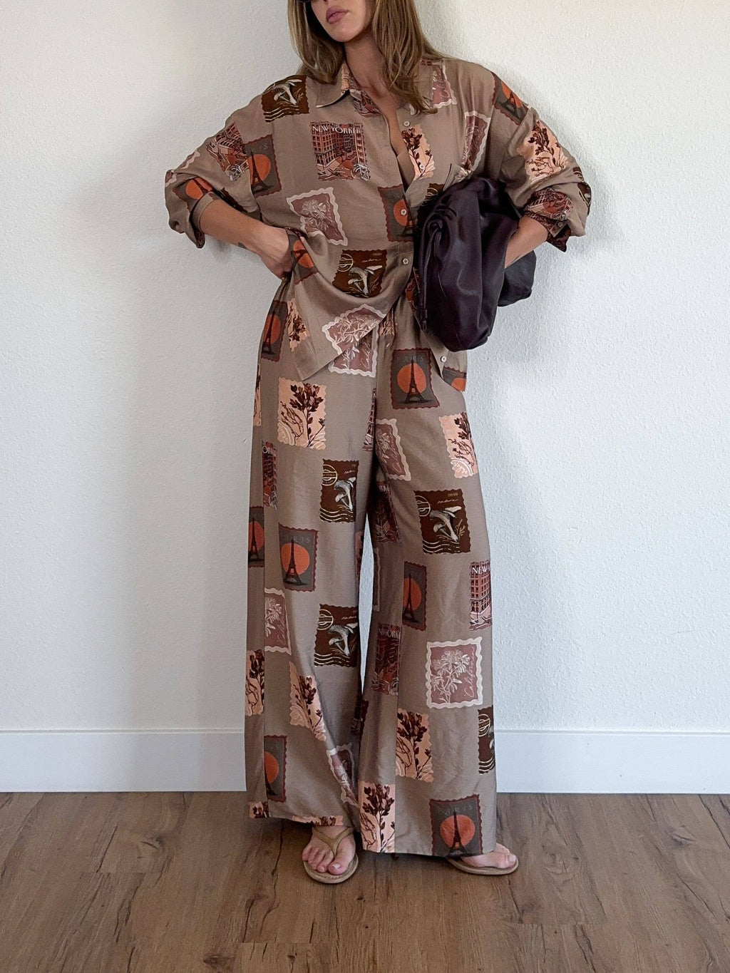STAMP PRINT SHIRT AND PANT SET