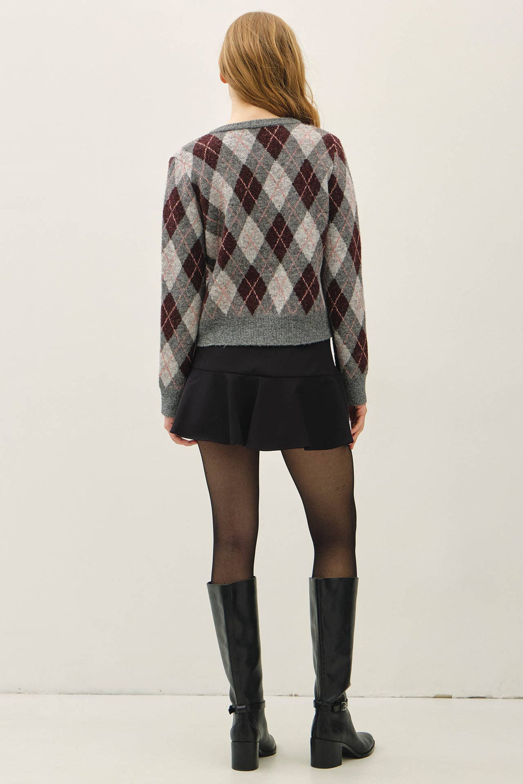 ARGYLE PATTERN SWEATER CARDIGAN