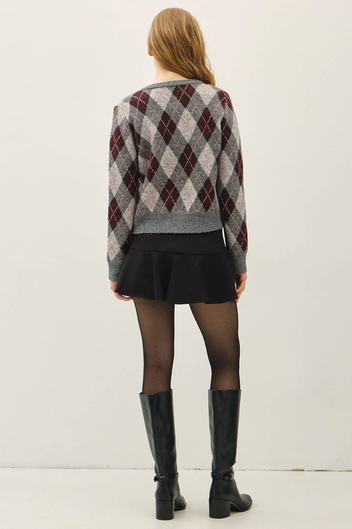 ARGYLE PATTERN SWEATER CARDIGAN