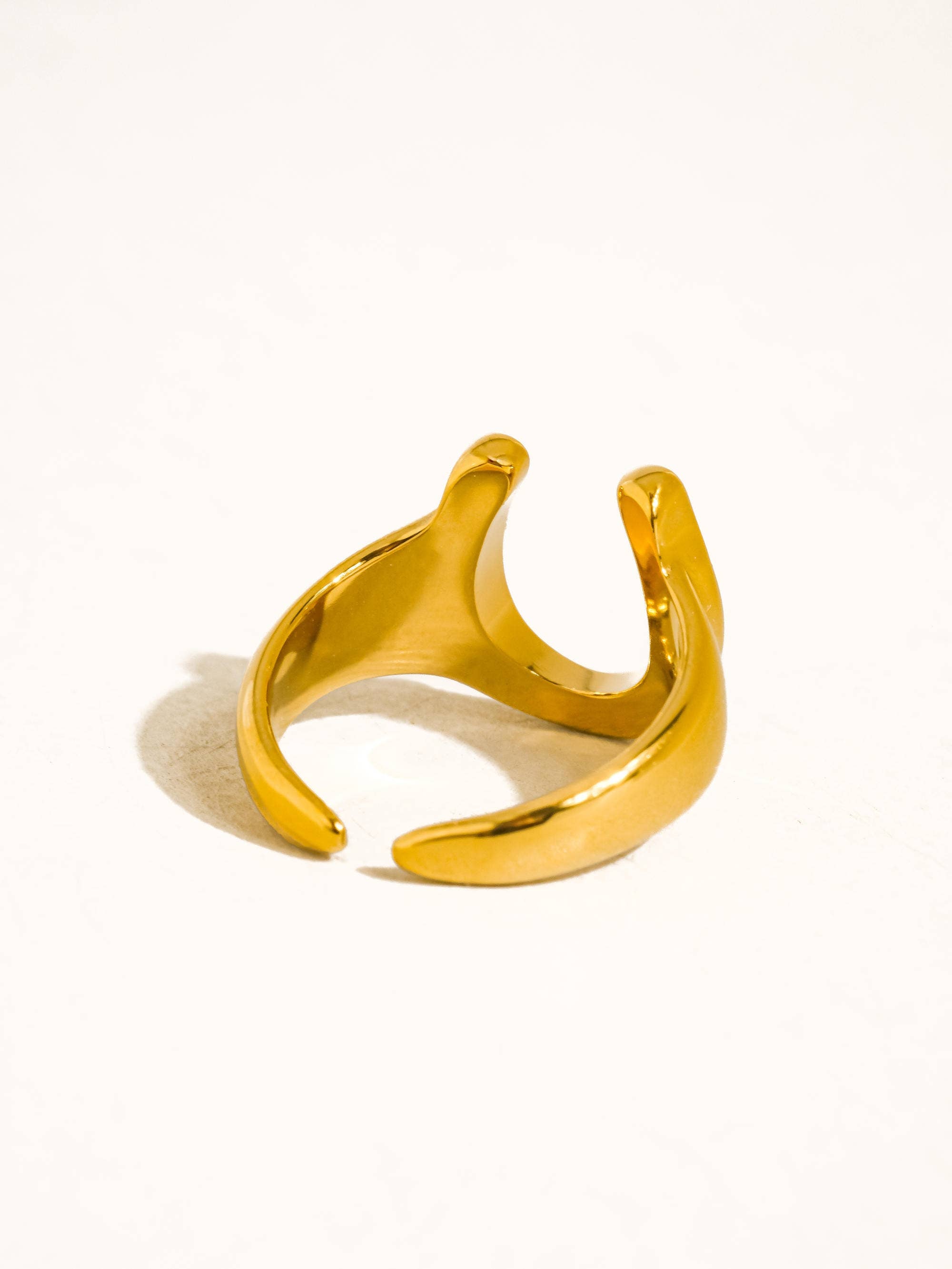 18K Gold Non-Tarnish CZ Horseshoe Ring