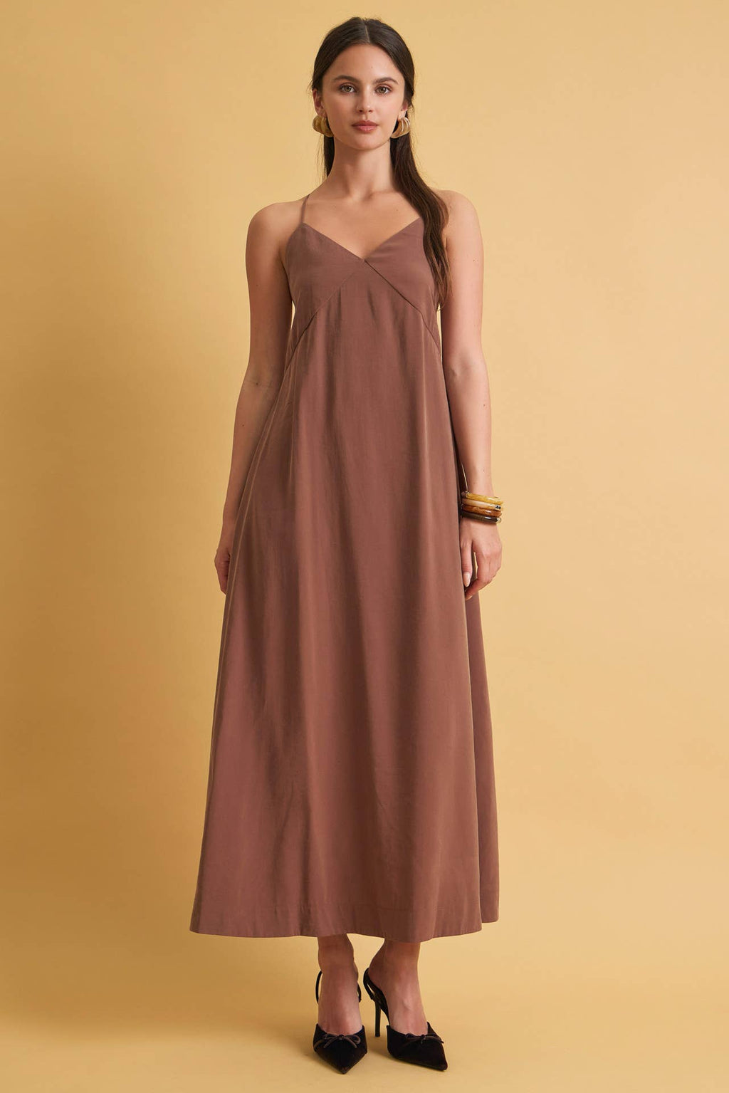 STRAPPY TRAPEZE MAXI DRESS