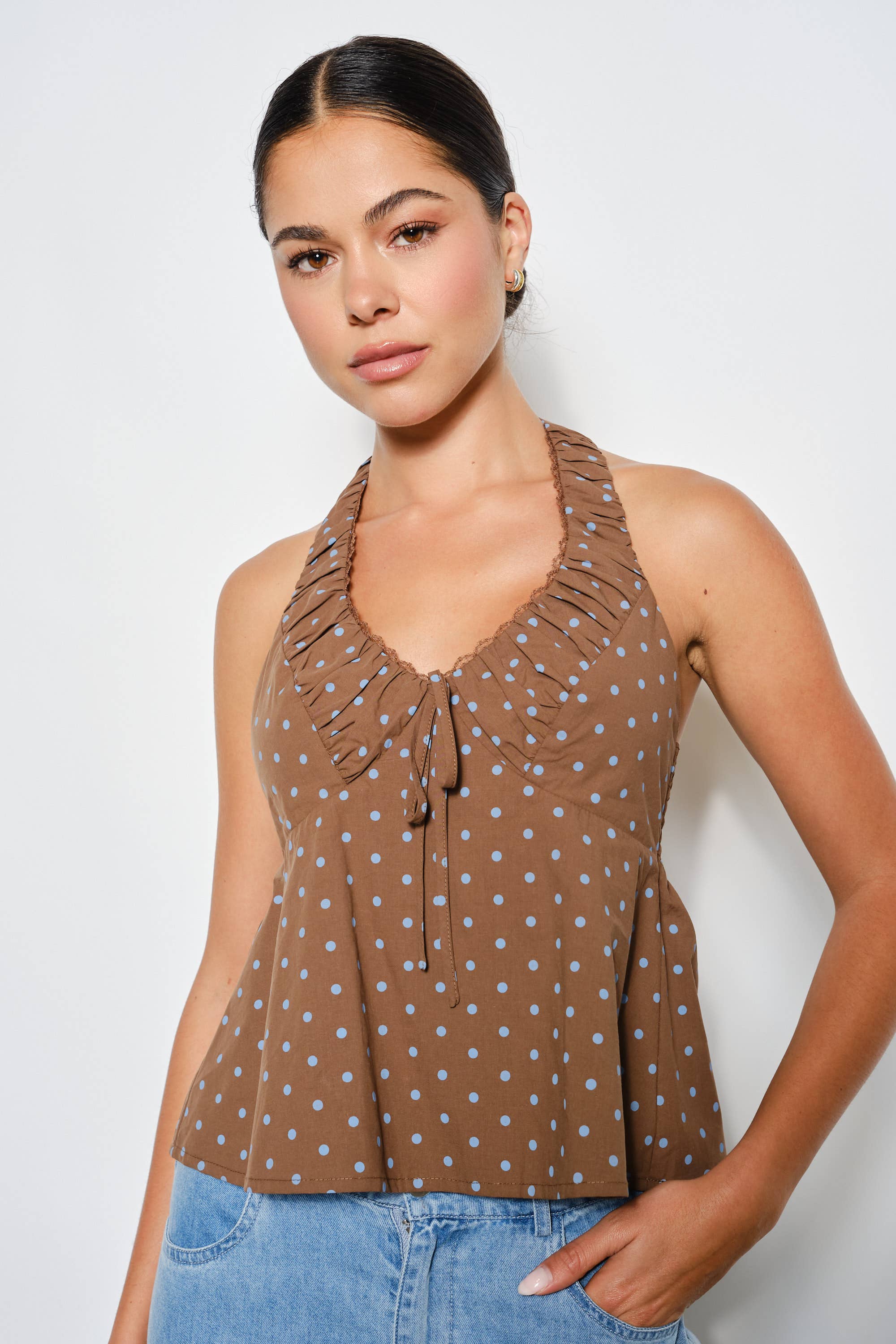 HAZEL RUCHED HALTER TOP