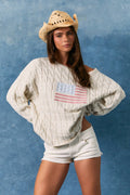 Boat Neck American Flag Sweater