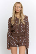 Polka Dot Zip Up w/ Shorts Lounge Set
