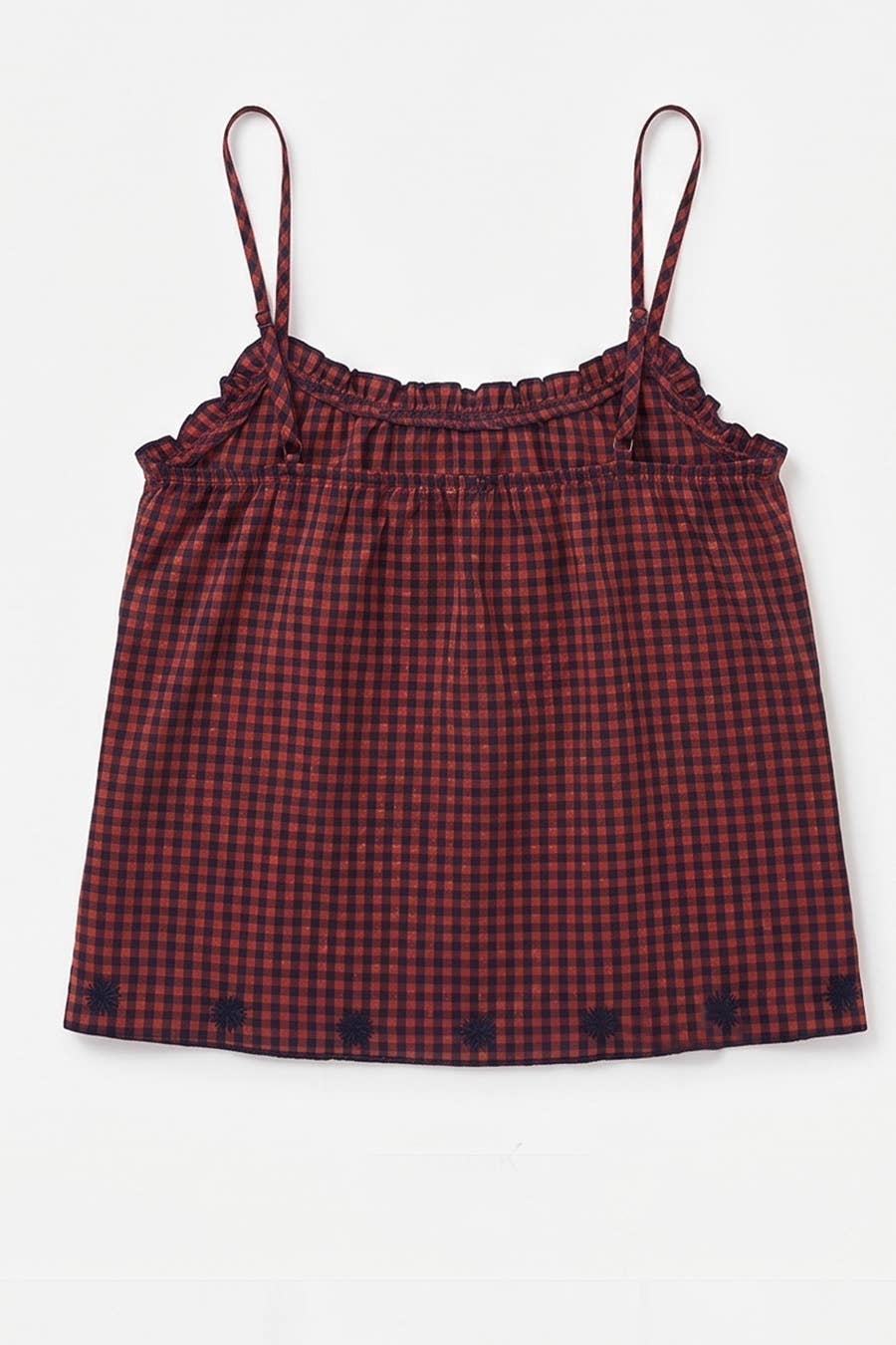 Floral Embroidered Checkered Tank