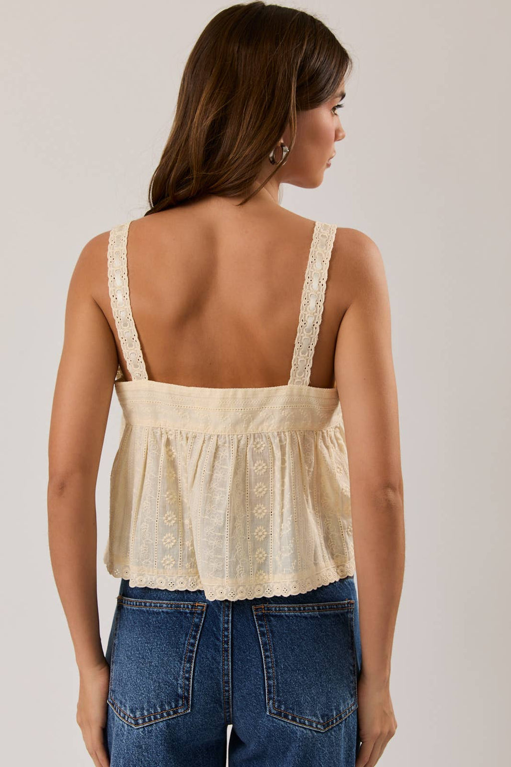 Eyelet Top with Cotton Trim