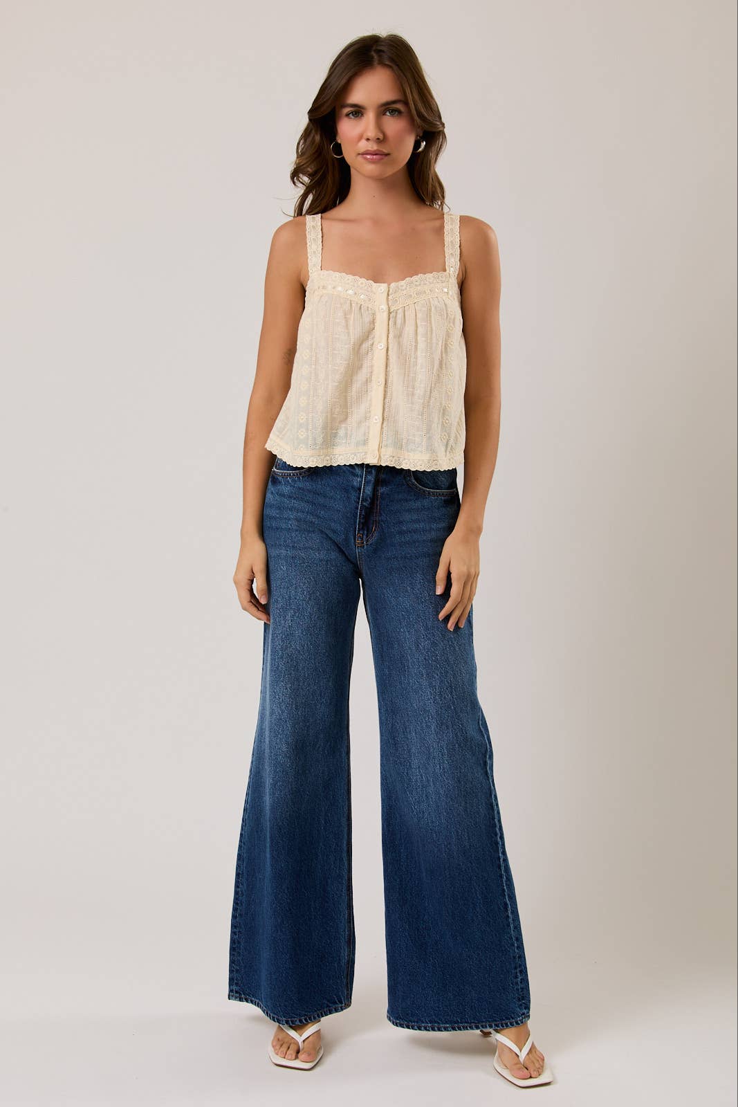 Eyelet Top with Cotton Trim