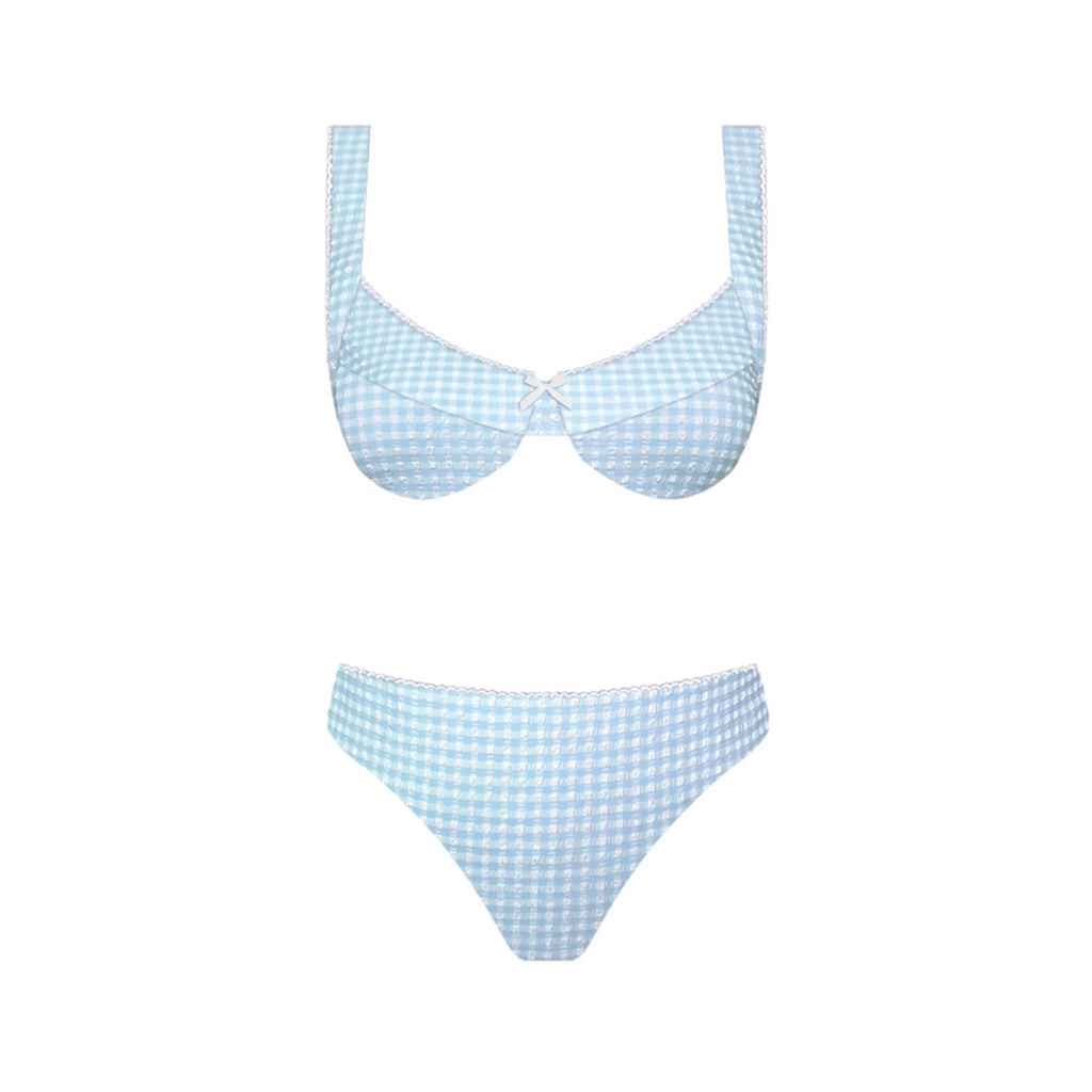 Blue Gingham Balconette Bikini Set
