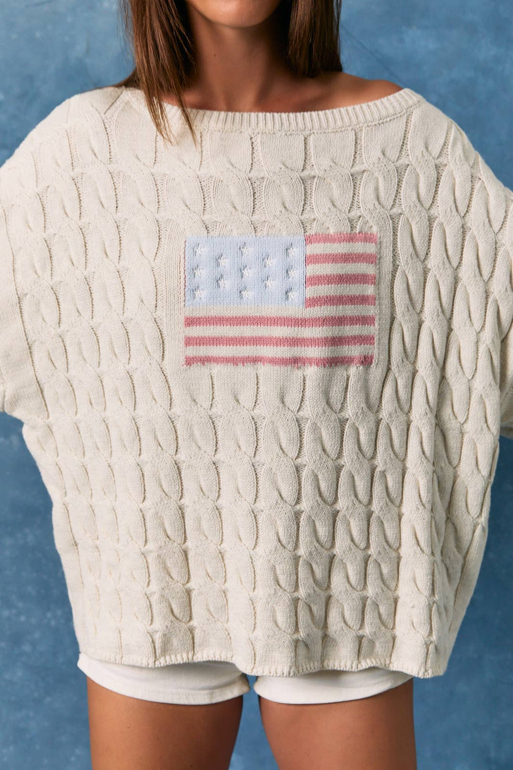 Boat Neck American Flag Sweater