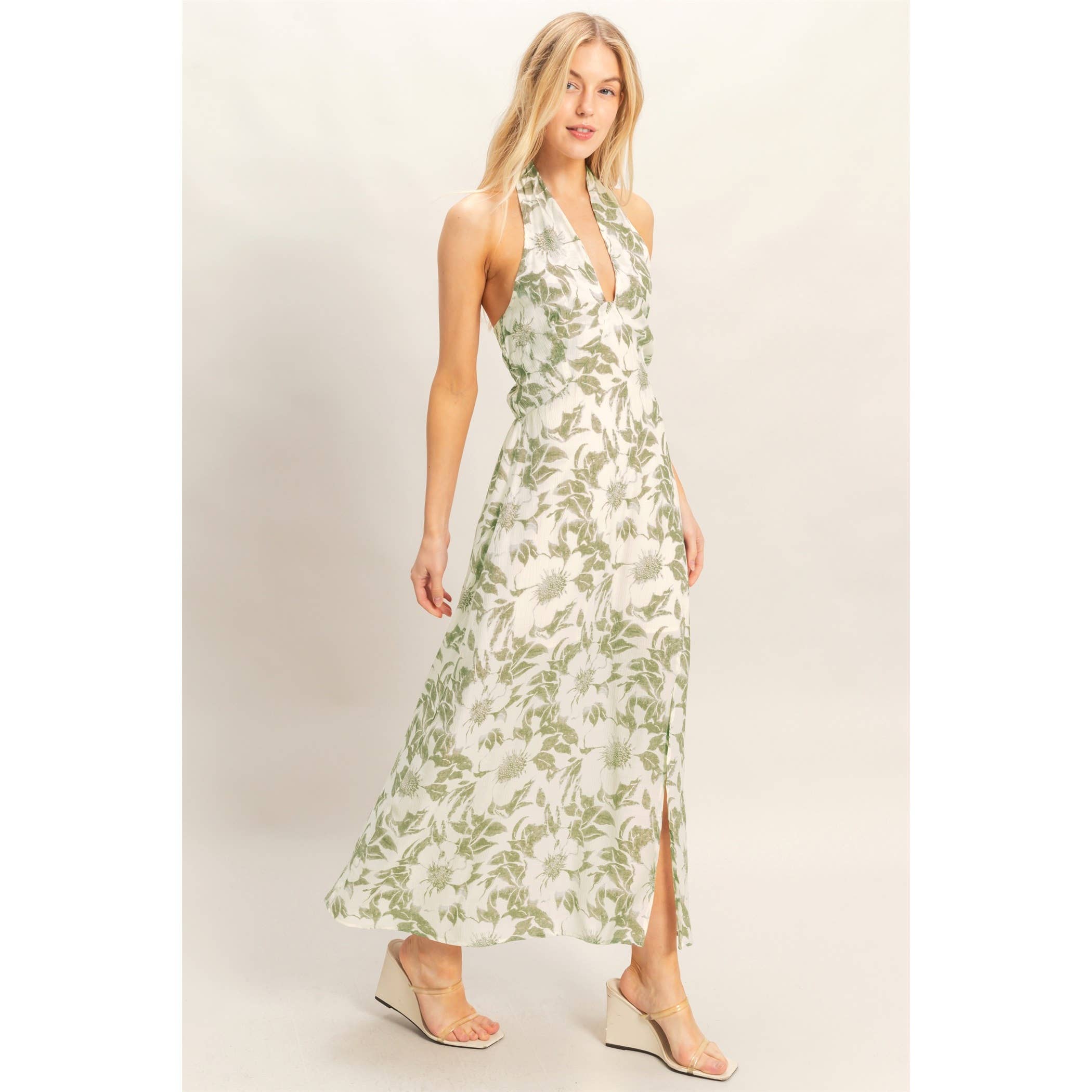 Floral Halter Neck Dress