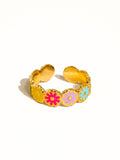 Marbella 18K Gold Non-Tarnish Floral Patterned Ring