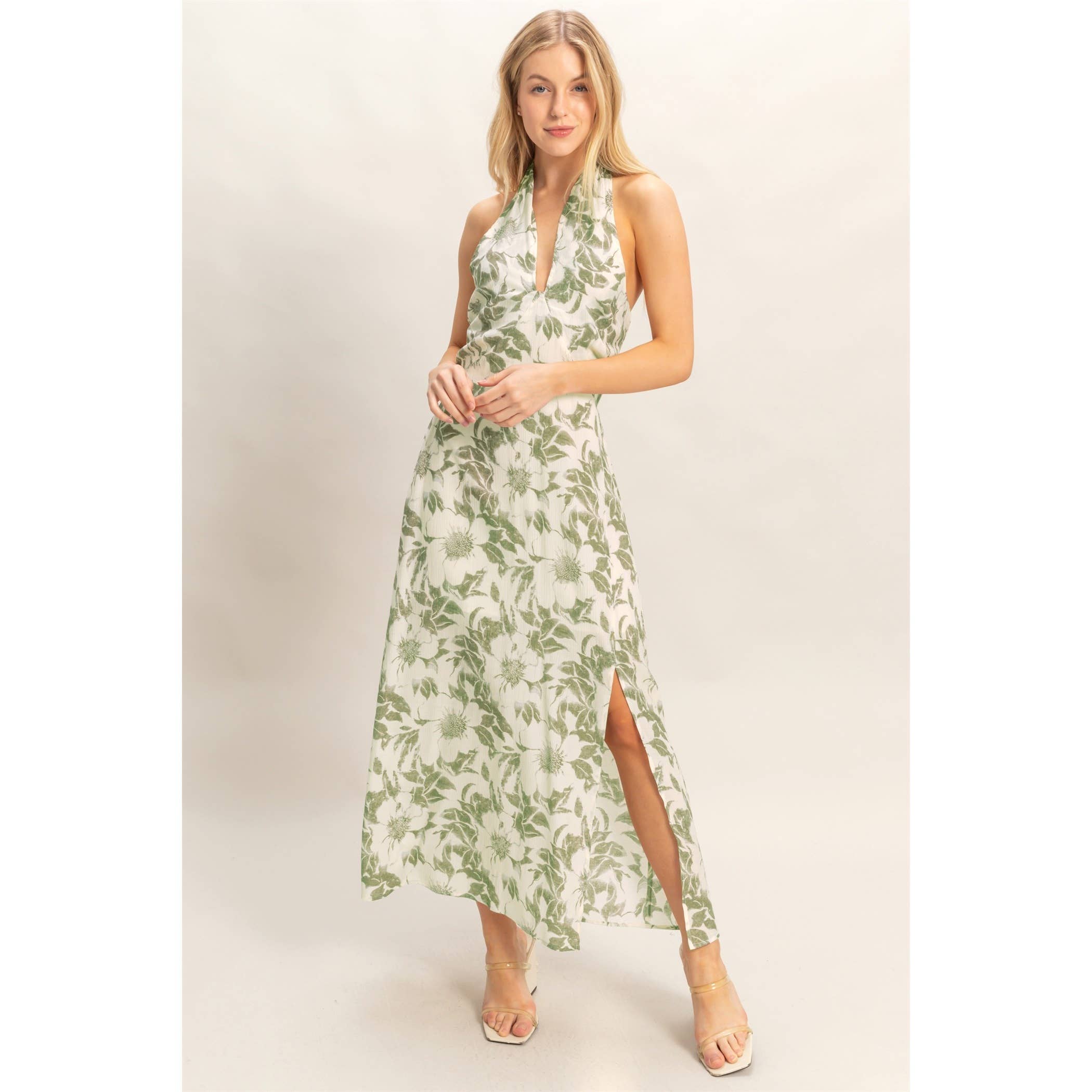 Floral Halter Neck Dress