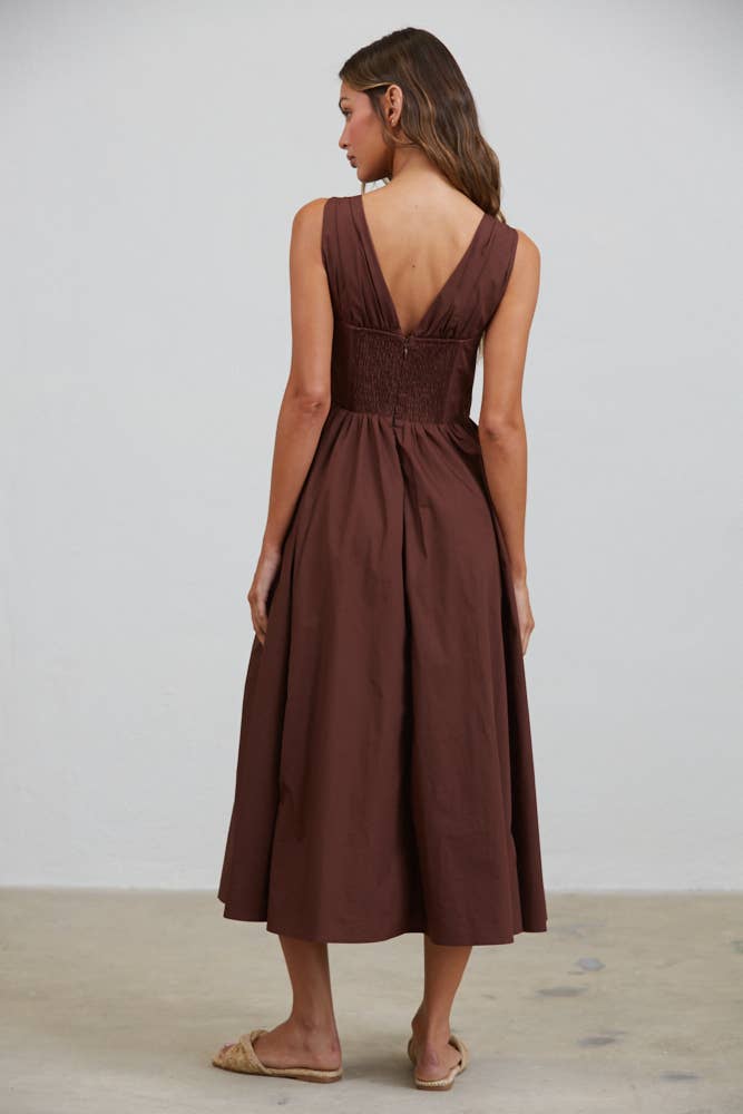 Rene Corset Mocha Midi Dress