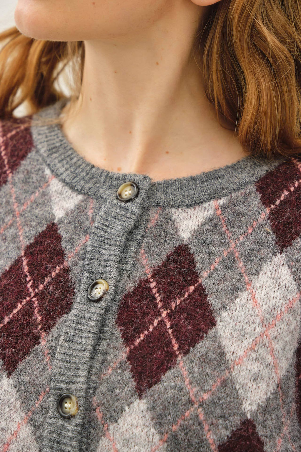 ARGYLE PATTERN SWEATER CARDIGAN