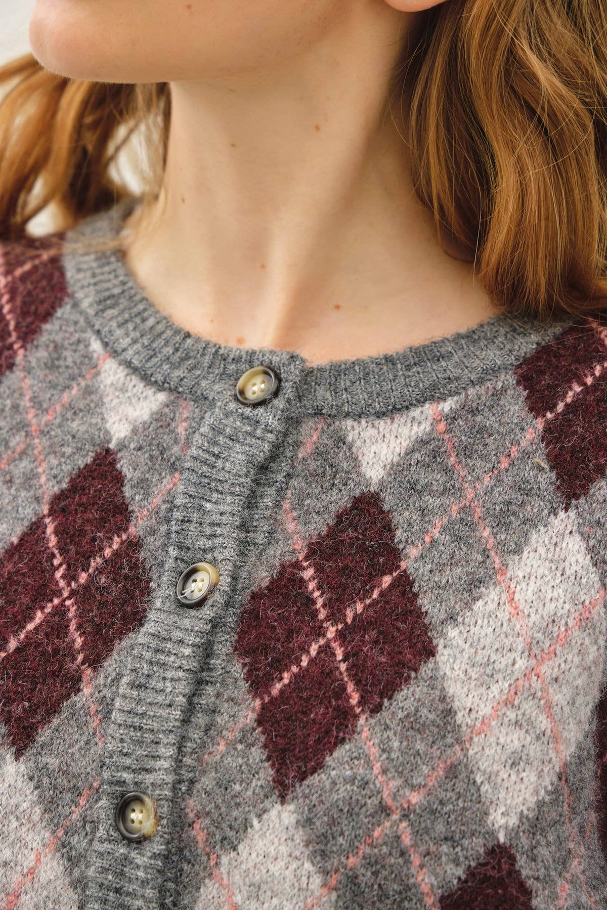 ARGYLE PATTERN SWEATER CARDIGAN