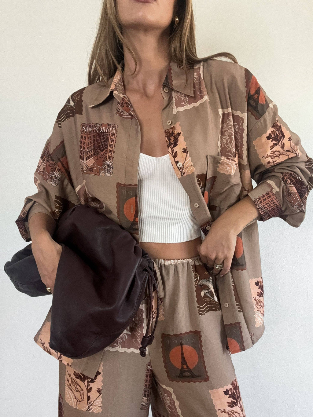 STAMP PRINT SHIRT AND PANT SET