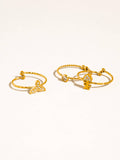 Islaire 18K Gold Non-Tarnish Sea Life Adjustable Ring Set