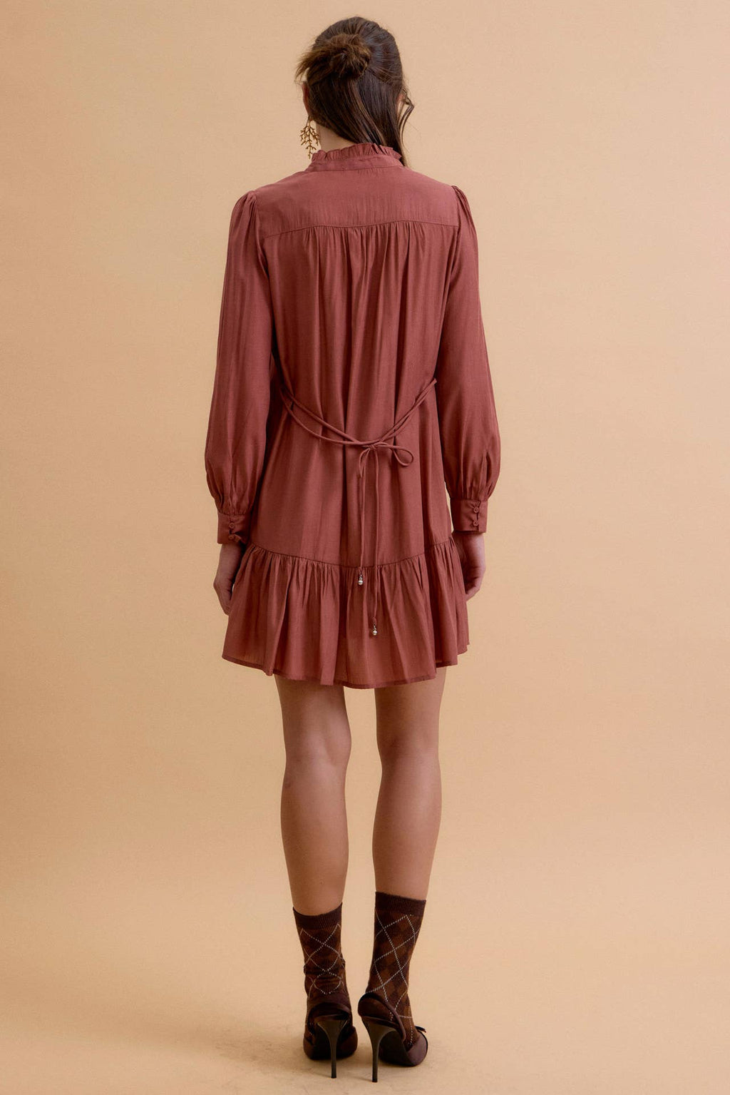 RUFFLED MINI SHIRT DRESS
