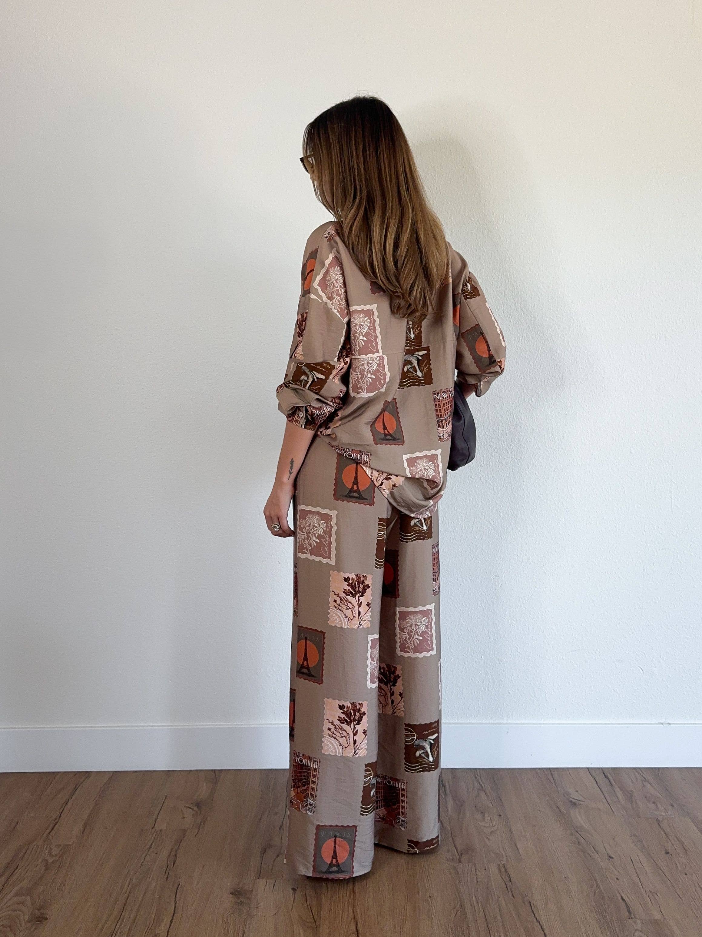 STAMP PRINT SHIRT AND PANT SET