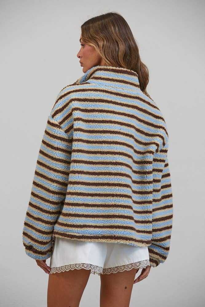 Sherpa Striped Half Zip Pullover