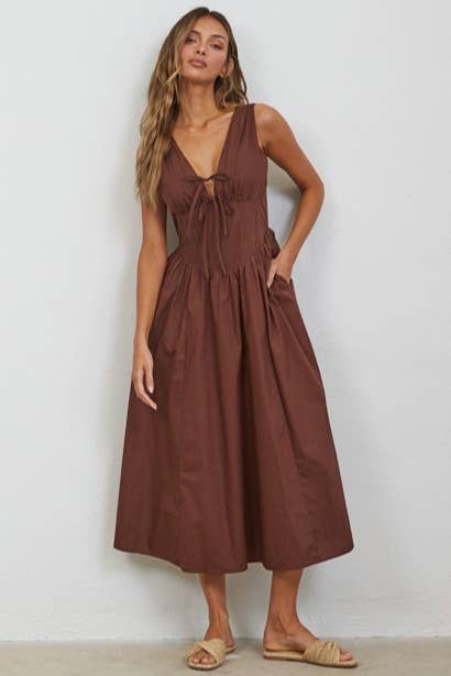 Rene Corset Mocha Midi Dress