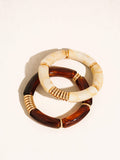 Cove 18K Gold Non-Tarnish Chunky Resin Bangle Set