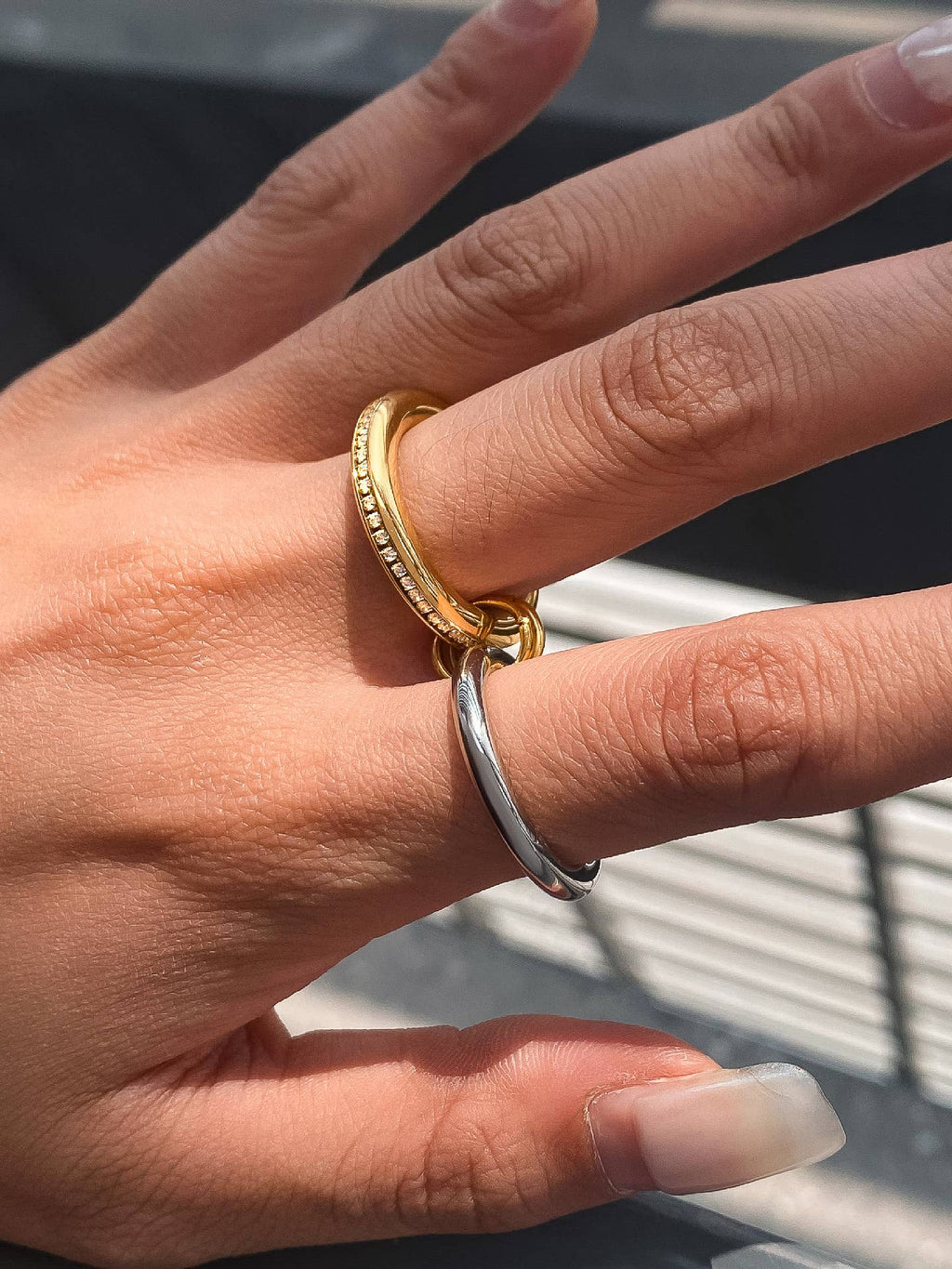 Bayard 18K Gold Non-Tarnish Multi Stack CZ Band Ring