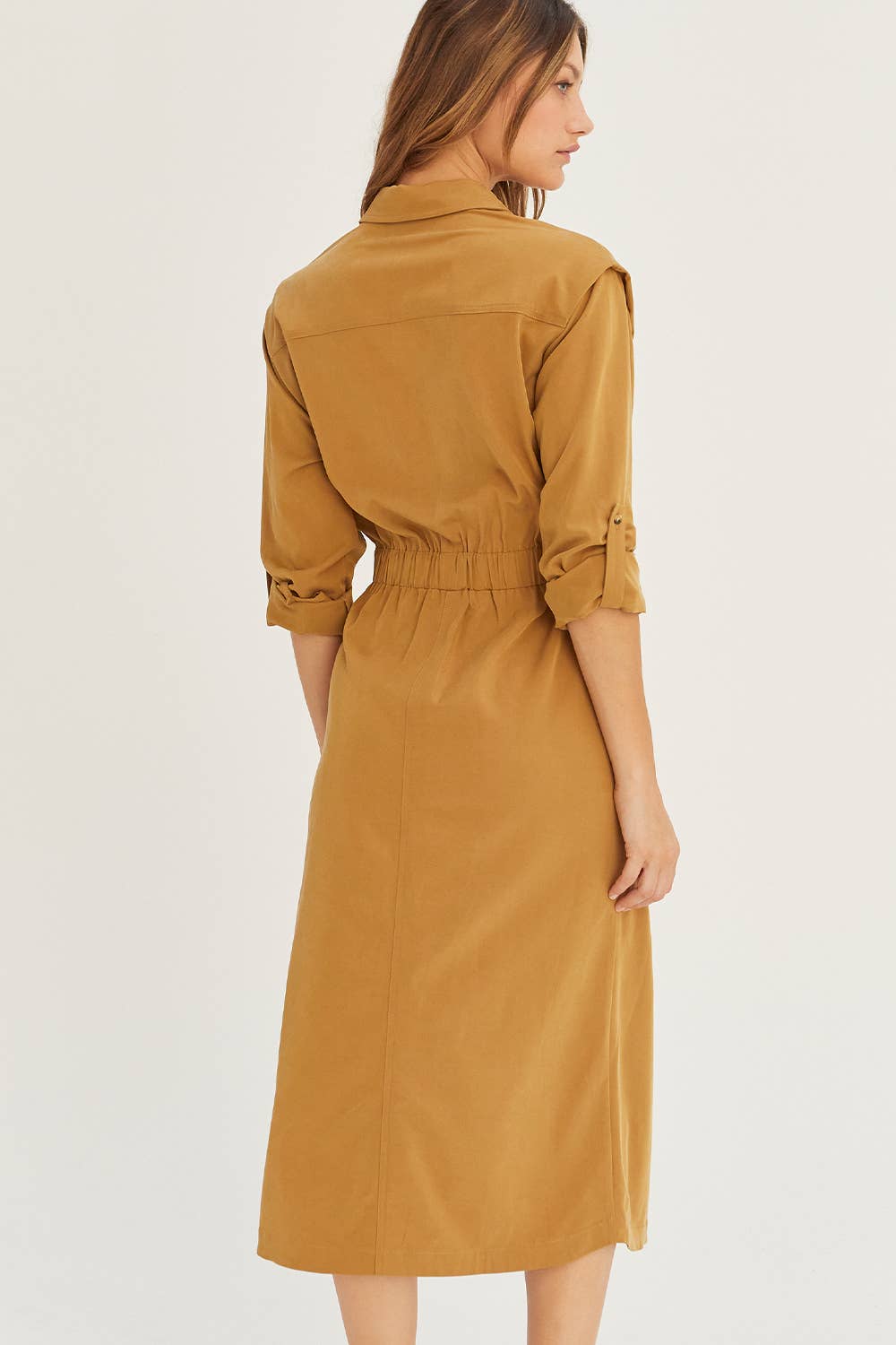 Kayla Button Up Utility Midi Dress