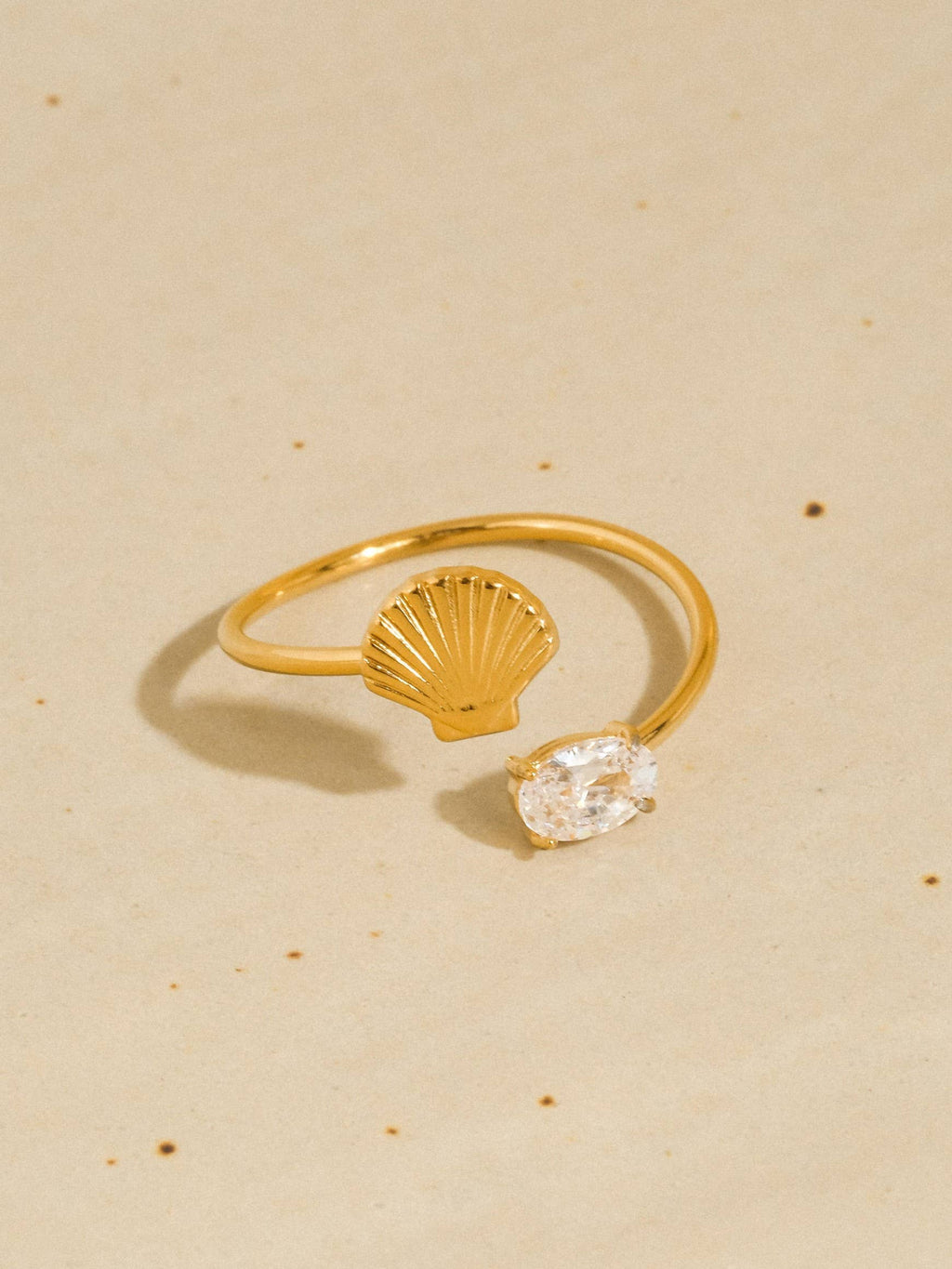 Lumirae 18K Gold Non-Tarnish Shell CZ Open Ring