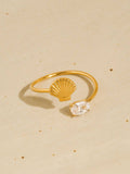 Lumirae 18K Gold Non-Tarnish Shell CZ Open Ring