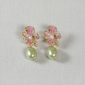 Rhinestone Floral Silver Stud Earrings
