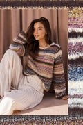Fuzzy Striped Knit Sweater
