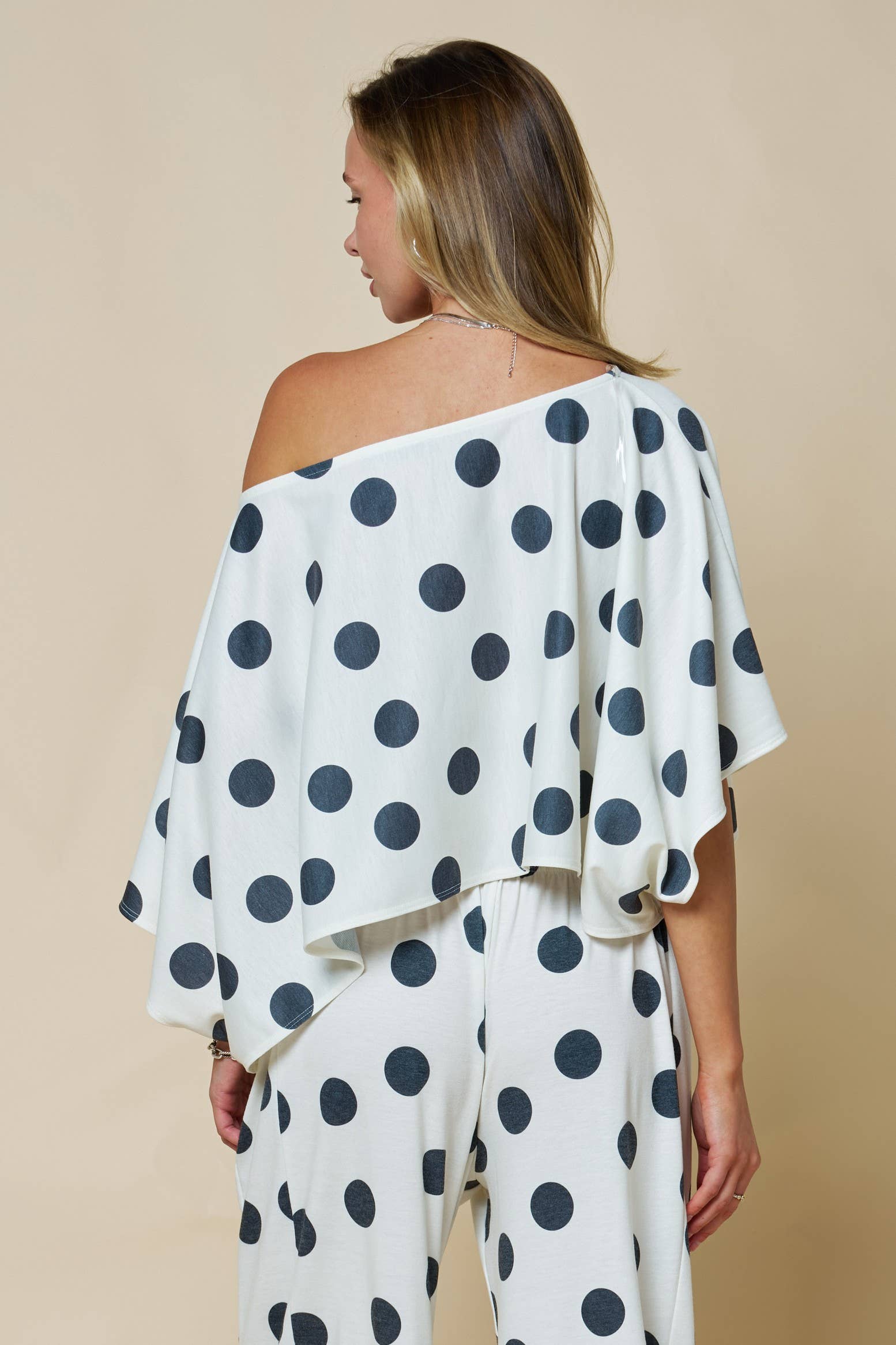 Off Shoulder Polka Dot Poncho