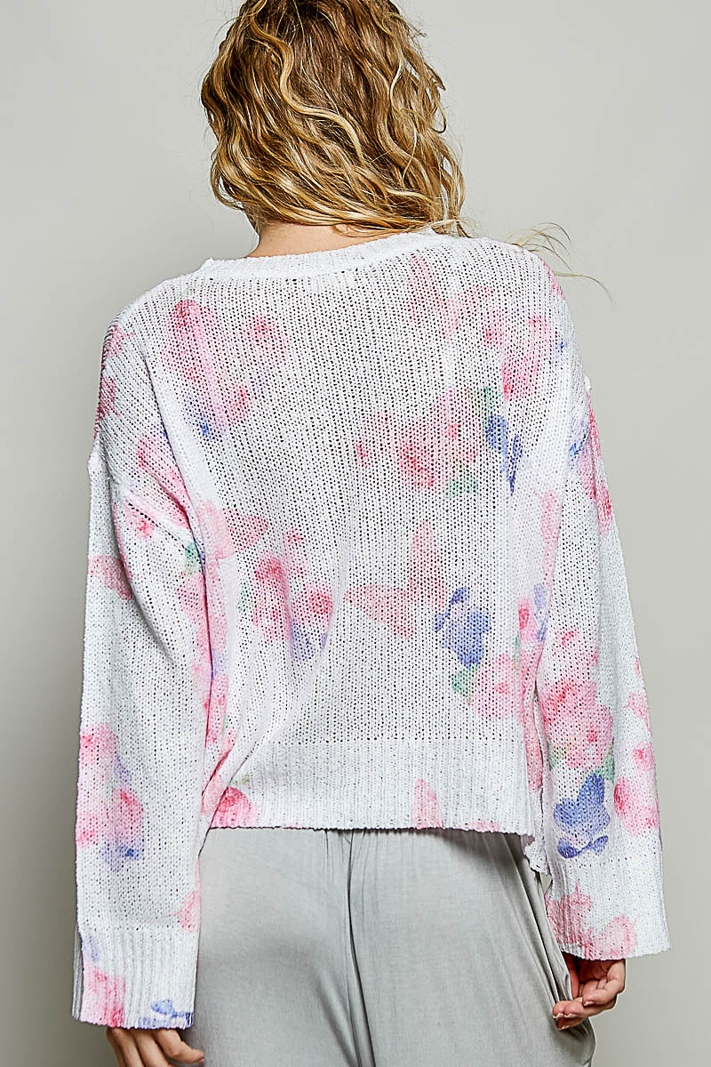 Butterfly Knit Sweater | Lightweight Floral Sequin Sweater Top for Women