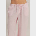 Gingham Drawstring Wide-Leg Pants