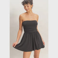 Strapless Shirred Waist Romper