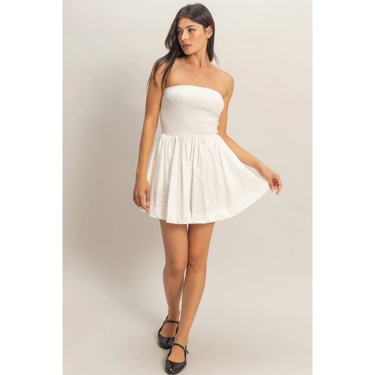 Strapless Flowy Mini Dress