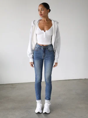 High Rise Skinny Stretch Denim Jeans