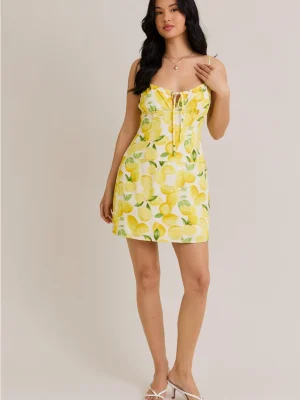 lemon linen dress