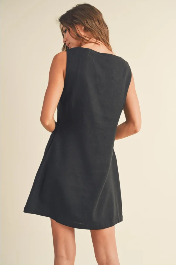 Square Neck Black Dress