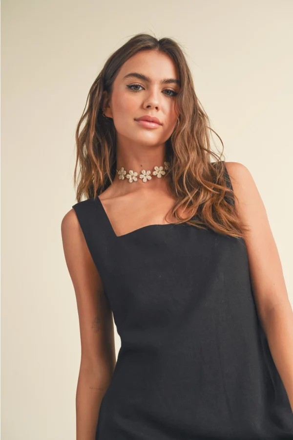 Square Neck Black Dress