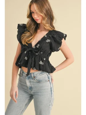 embroidered tie top
