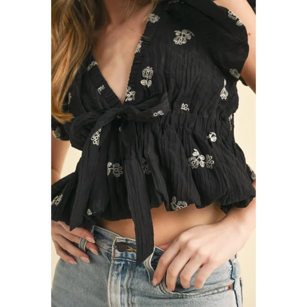 embroidered tie top