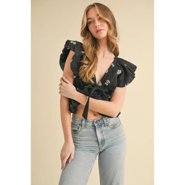 embroidered tie top