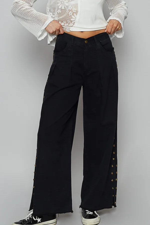 Embellished Wide-Leg Pants