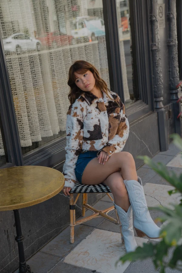 Cow Print Fur Jacket